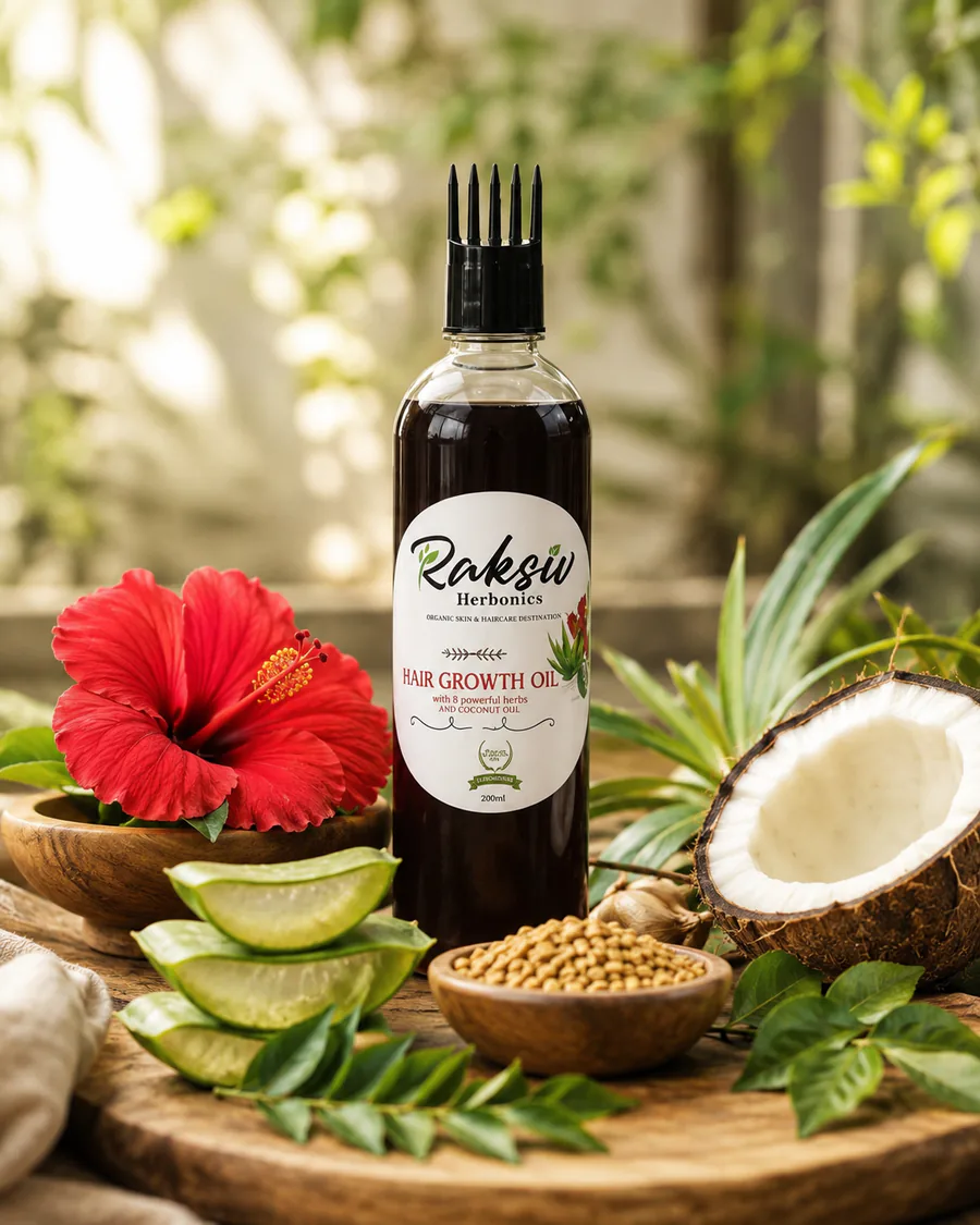 Raksiv Herbonics 200 ml herbal hair oil comb-applicator bottle